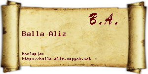 Balla Aliz névjegykártya